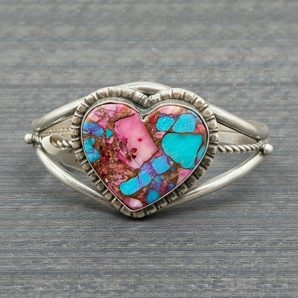 Purple Mohave Turquoise Heart Cuff — by Fred Peters (Navajo)